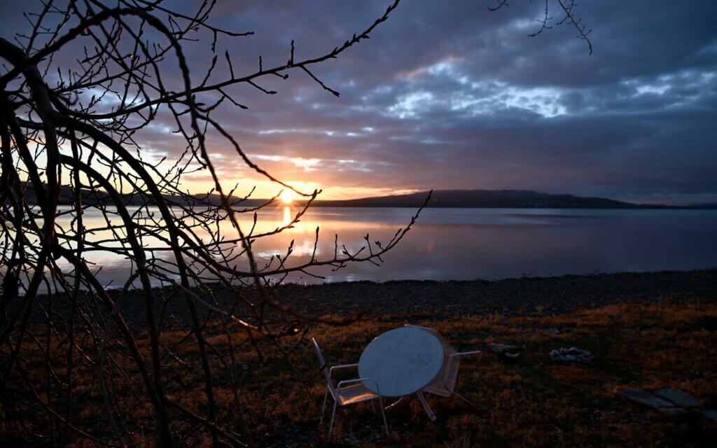 Bodensee von der Insel Reichenau aus bei Abendstimmung